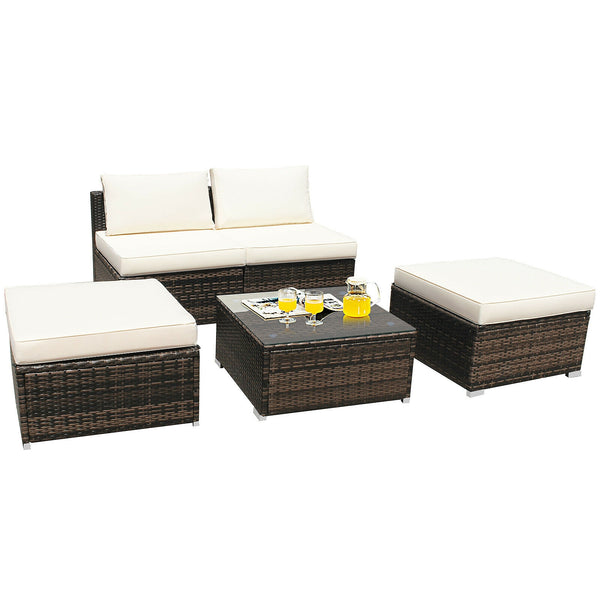 Power coated and solid steel frame adds sturdiness of the set<br>Tight and hand-woven rattan to withstand the change of weather<br>Exquisite table has a removable glass which is easy to clean<br>Aluminum feet at bottom protect bottom rattan and prevent sl