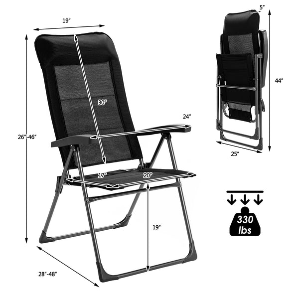 The portable patio chair set is a perfect choice for your home! Â  Made of premium iron frame with high quality nylon fabric  this patio dining chair has excellent performance in stability and durability. The reinforced triangle structure is sturdy enough