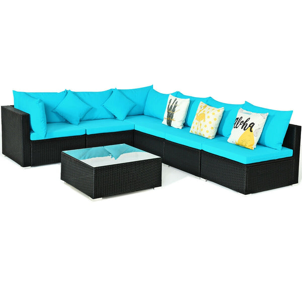 Free combination of sectional sofa as per your needs<br>Solid structure with L shape aluminum feet<br>Exquisite PE wicker frame adds unique charm<br>Comfortable sofa set with thick cushions and soft pillows<br>The cover of seat cushion is removable and wa