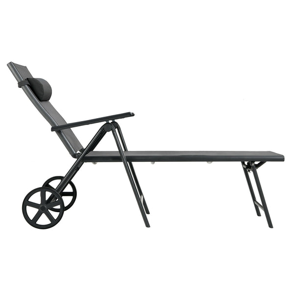 This patio lounge chair will offer you a comfortable using experience. Â  7 adjustable backrest positions are provided for you to choose  so you can do whatever you want on the lounge chair. And the anti-rust aluminum frame with sturdy triangle structure 