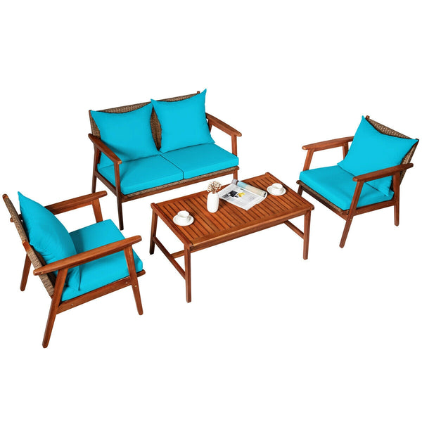 Including 2 x Single sofa  1 x Loveseat  1 x Coffee table  4 x Seat cushion  4 x Back cushion  1 x User guide<br>Hand-woven rattan is breathable and comfortable<br>Thick and soft cushions will provide you excellent comfort<br>Cover with the zipper of the 