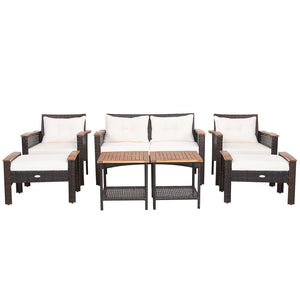 Ship and arrive in 3 boxes  delivery time may vary per box <br>All screws are well packed in the first box <br>Weather-resistant mix brown PE rattan for outdoor durability <br>Ensure strong stability with a sturdy steel frame and solid acacia wood <br>The