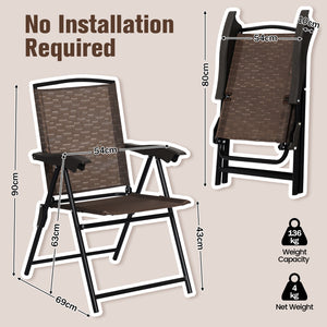 These 4 folding chairs are a good choice for relaxation  rest and entertainment. Â  These folding chairs with rugged frame is rust-proof  which can withstand the toughest weather conditions. Besides  it is with breathable stretch fabric  well ventilated a