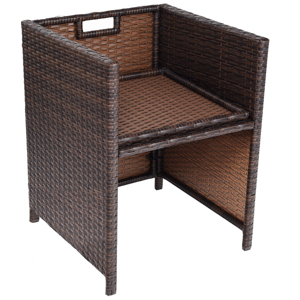 Deliver to you in 2 boxes<br>Fade-resistant and sun-protective hand-woven mix brown PE wicker for durability<br>Use this patio wicker set without worry thanks to its sturdy metal frame<br>6 armchairs and 4 ottomans for free combination<br>Suitable for dec
