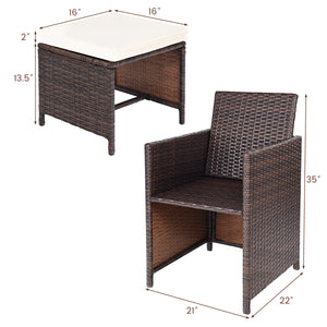 Deliver to you in 2 boxes<br>Fade-resistant and sun-protective hand-woven mix brown PE wicker for durability<br>Use this patio wicker set without worry thanks to its sturdy metal frame<br>6 armchairs and 4 ottomans for free combination<br>Suitable for dec