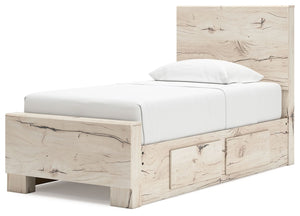 Lawroy - Light Natural - Twin Panel Bed With 2 Under Bed Storage Units