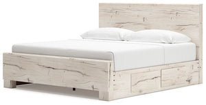 Lawroy - Light Natural - King Panel Bed With 2 Under Bed Storage Units