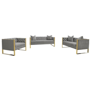  this three-piece living room set comes with a sofa