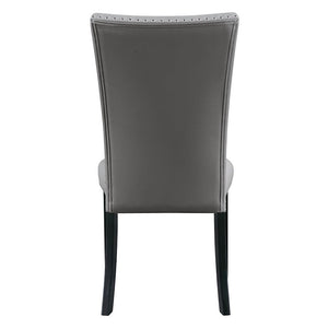 Caralin - Side Chair (Set of 2) - Gray Synthetic Leather & Black Finish