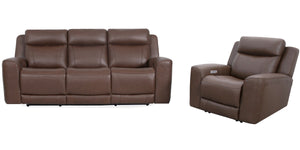 Calgary - Power Reclining Sofa And Recliner - Autumn Umber