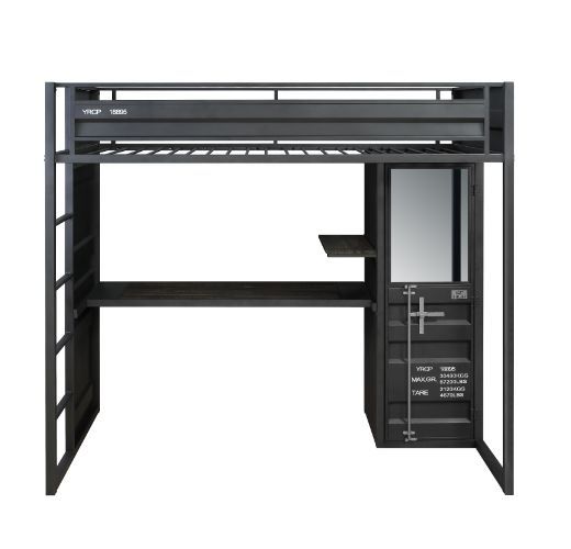  and shelf are conveniently designed to save space and maximize the use of smaller bedrooms. The gunmetal fi