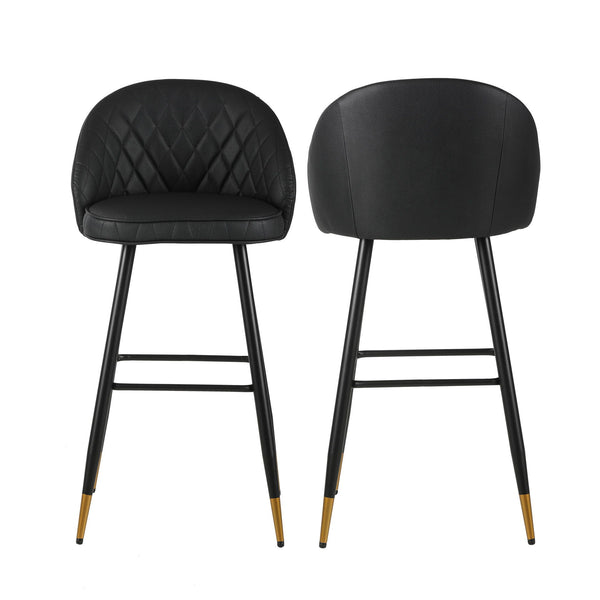 Oliver - Vegan Leather Bar Chair (Set of 2) - Black