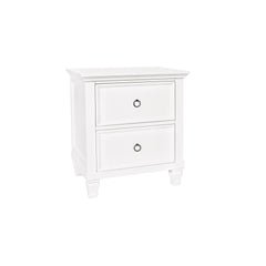 The Tamarack 2 Drawer Wood Nightstand in white combines durability with elegance. Built with solid poplar, basswood veneers, and eco-friendly manufactured wood, this nightstand ensures strength and long-lasting durability. Its versatile transitional desig