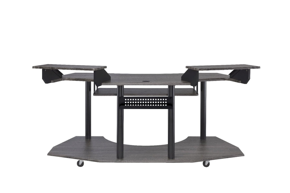 With no detail left unnoticed, this Eleazar Music Recording Studio Desk provides excellent functionality and versatile organizing options. With an extensive desk top design, plenty of workable surface area is left. The multi-funtion hutch is perfect for d