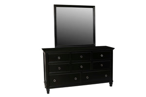 The Tamarack Mirror in Black offers a perfect blend of durability and style. Crafted with a combination of solid poplar, basswood veneers, and eco-friendly manufactured wood, this mirror ensures strength and long-lasting durability. Its versatile transiti