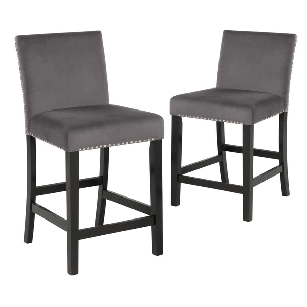 Introducing the New Classic Furniture Celeste Counter Dining Chair â€“ a set of two chairs designed to combine style, comfort, and durability seamlessly. Crafted with solid Rubberwood legs and base stretchers that double as footrests, these counter chairs