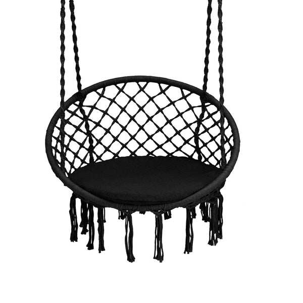 Great ways for indoor or outdoor relaxation with gentle swinging Inclined backrest and soft padded cushion for ultimate comfort Can be hung in 2 ways for different hanging places Included accessories (1 x S-shaped hook  1 x snap hook and 1 x strap) for gr
