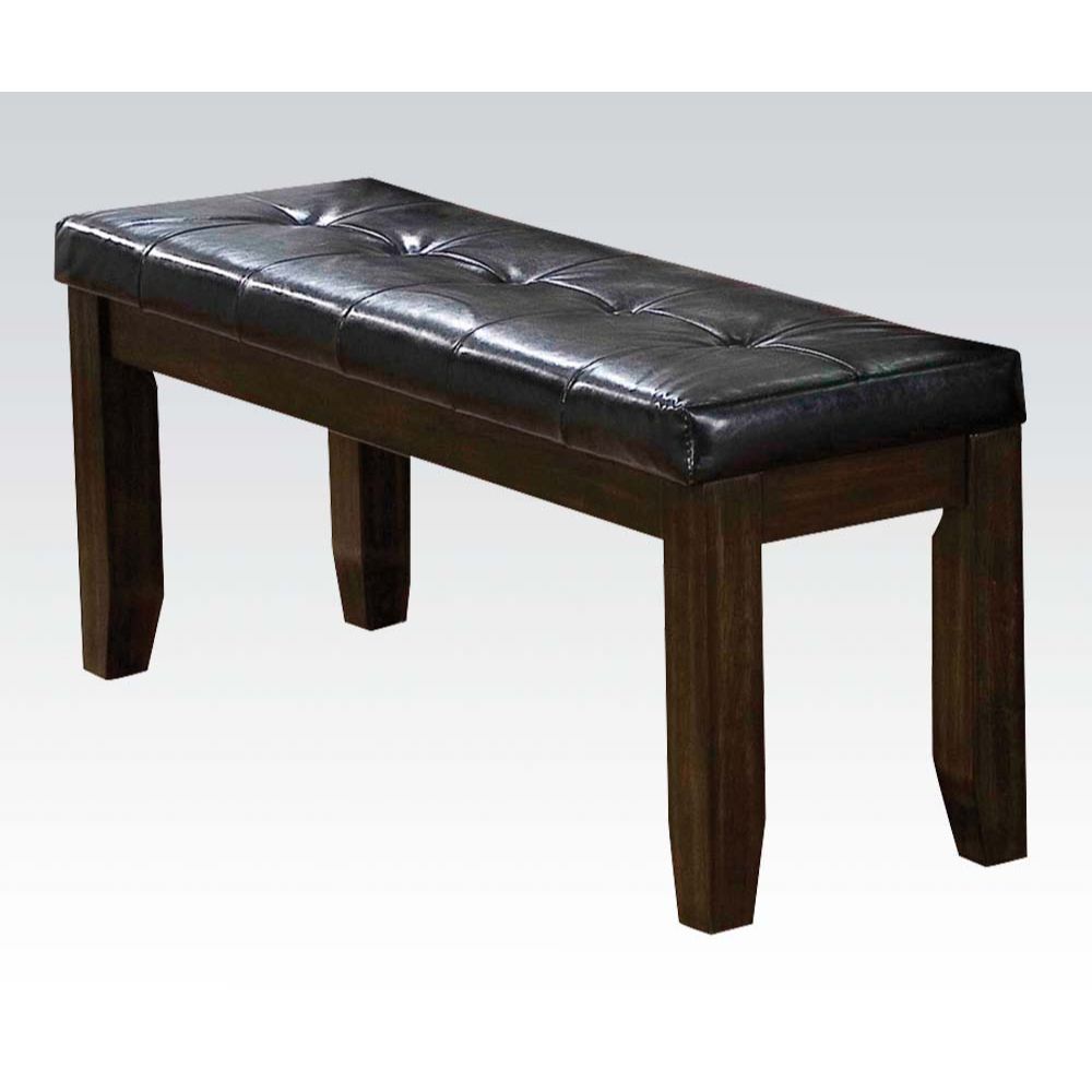 KD, Tufted Black PU: Seat Cushion, Box Seat Frame (NO STORAGE) Seat Cushion might be removable (need to remove 10pc Screws) (Photo @ Item Notes)<br/><br/><b>Product Features</b><ul><li>Case: 1Pc/1Ctn</li><li>Finish: Black PU & Espresso</li><li>Style: Tran