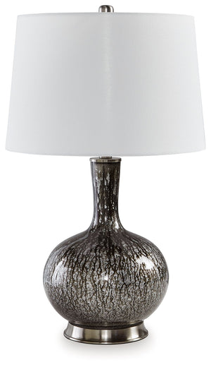 This accent lamp distinguishes itself in any setting. Its dark glass body is round and distinct, providing a mood of rustic romance.<br><br><b>Additional Dimensions</b><br><ul><li>Shade: 0-"</li><li>Cord length: 103-"</li></ul><br/><br/><b>Product Feature