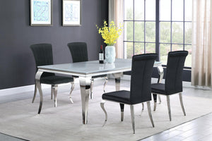 Carone 5-piece 81-inch Rectangular White Glass Dining Set Black