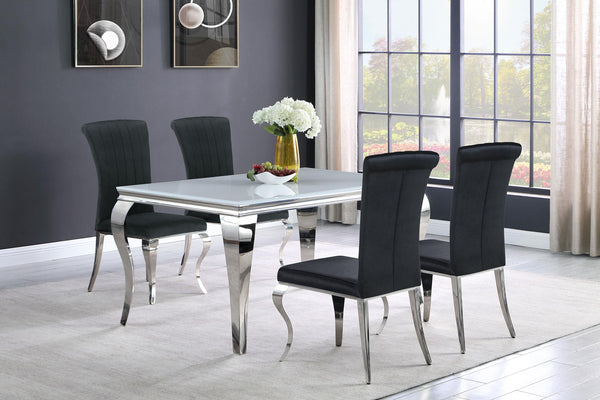Carone 5-piece 61-inch Rectangular White Glass Dining Set Black