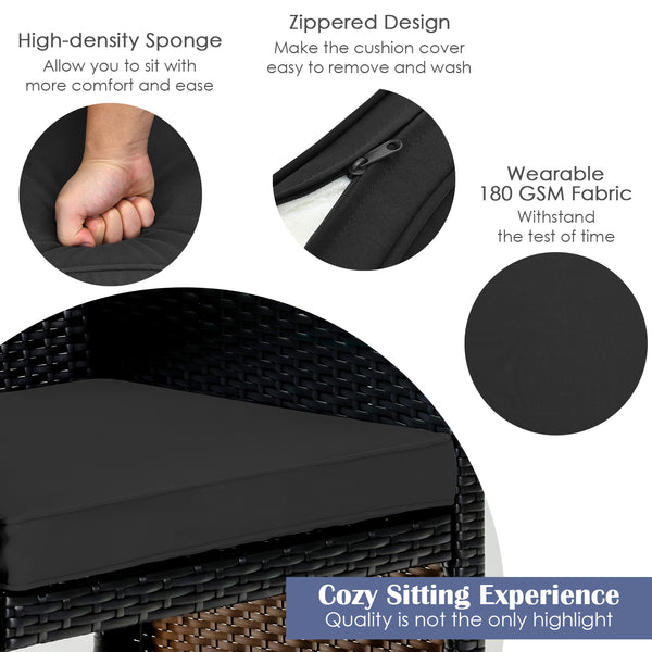 This four-piece rattan furniture set brightens up your living space while providing a comfortable seat. Â  Crafted with premium rattan  each piece creates a cool and textured appearance  which perfectly matches your outdoor or indoor space. In addition  r