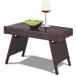This brown gradient coffee table is made out of durable  weather-resistant resin and an open-weave material  which will not fray and can tolerate high summer temperatures. Â   Their contemporary design and ergonomic comfort are exactly the right combinati
