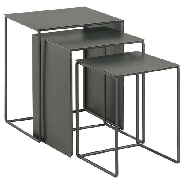 Simplicity of design shows itself to stellar effect in this three-piece industrial nesting table set. Offering versatility in your multi-functional living space, the three tables consolidate underneath the largest to minimize their footprint. Separate the