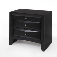 The Ireland nightstand features two spacious storage drawers and one pull-out tray. With English dovetail with center metal glides. The tray will keep essentials close by and pull out tray offers you additional surface area. Complemented by slightly flare
