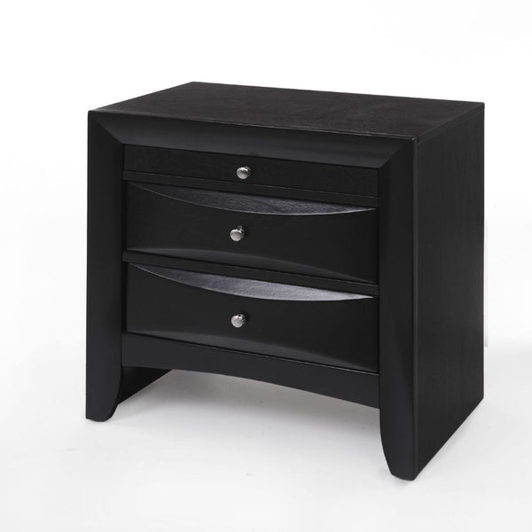 The Ireland nightstand features two spacious storage drawers and one pull-out tray. With English dovetail with center metal glides. The tray will keep essentials close by and pull out tray offers you additional surface area. Complemented by slightly flare