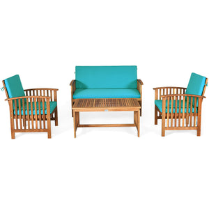 Made of premium acacia wood  the whole frame is sturdy and not easy to crack or deform. Â  All the single chairs and loveseat are equipped with soft and high-resilient cushion for seat and backrest. You will get excellent comfort if you sit on the sofa. I