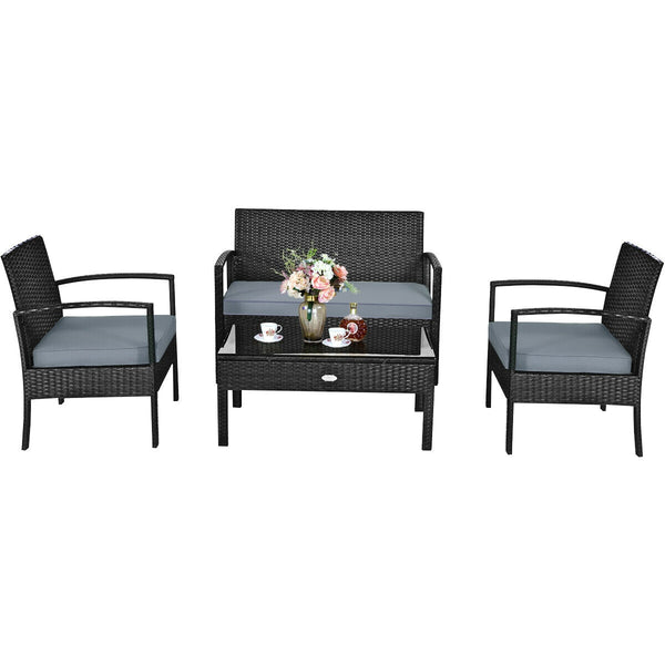 Made of sturdy and solid steel frame with all weather PE rattan  this patio rattan furniture set can keep stability and durability for long time use. Â  Breathable and soft cushions will hold you comfortably and the cover of cushion can be removed with sm