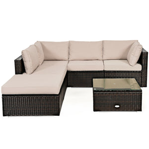 Package includes 2 Corner sofas 2 Armless sofas 1 Ottoman 1 Tempered glass table 5 Seat cushions 6 Back cushions and 1 User guide<br>Sturdy and solid steel frame ensures the sturdiness of the set<br>Tight and hand-woven rattan wraps the steel frame<br>Thi