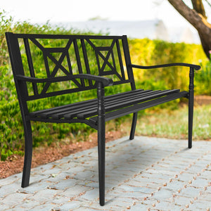 The spacious seat can hold up to 2-3 people<br>Smooth surface is easy to clean and maintain<br>Sturdy all-steel design for durability and stability<br>The elegant front legs give the bench a classic style<br>Non-slip pads prevent the floor from being scra