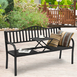The practical garden bench provides you and your family or friends with the best place to relax. Â  The bench is made of rustproof powder-coated steel frame  which ensures durability and sturdiness for long servicing life. Besides  unique legs and non-sli