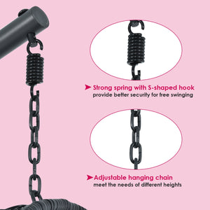 Rugged frame ensure the stability<br>Combined with non-slip pads for increased stability<br>Comfortable pillow and cushion are included for enhanced comfort<br>Safety hook and hanging chain provide better balance<br>Widely used indoor or outdoor<br>Relax 