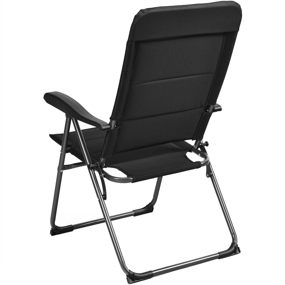 Made of steel frame and oxford fabric  this foldable sling chair can hold up to 300 lbs. Â  And the sponge design enhances its comfort for cozy sitting experience. Different from the traditional chairs  the backrest of this foldable chair can be adjusted 