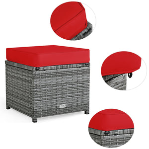 Packages include 3 loveseats  3 ottomans  1 table  6 seat cushions  7 back cushions  and instruction<br>Packages come in 4 boxes<br>Powder-coated steel structure provides strong durability and stability<br>All-weather and wear-resistant rattan ensures lon