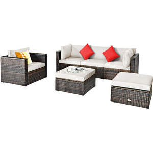 Durable rattan and sturdy steel materials are used to ensure a long lifespan <br>Thick and soft cushions for comfortable (pillows not included) <br>Removable and washable cushion cover with zipper <br>Free and flexible combination to meet your different n