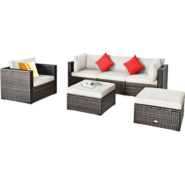 Durable rattan and sturdy steel materials are used to ensure a long lifespan <br>Thick and soft cushions for comfortable (pillows not included) <br>Removable and washable cushion cover with zipper <br>Free and flexible combination to meet your different n