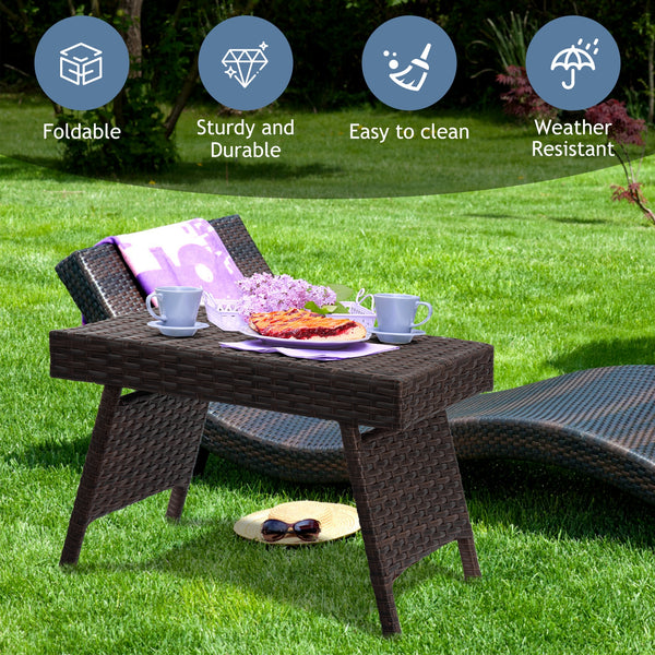This brown gradient coffee table is made out of durable  weather-resistant resin and an open-weave material  which will not fray and can tolerate high summer temperatures. Â   Their contemporary design and ergonomic comfort are exactly the right combinati