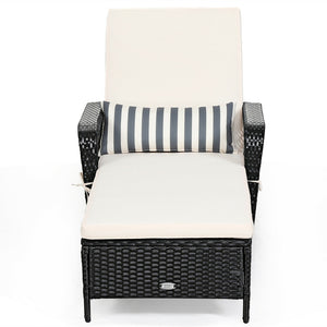 6-Gear adjustable backrest meets various sitting needs<br>Thick padded cushion and lumbar pillow for a comfortable experience<br>Weather-resistant PE wicker rattan chairs for indoor and outdoor use<br>Non-slip and anti-scratch foot pads ensure safe using 