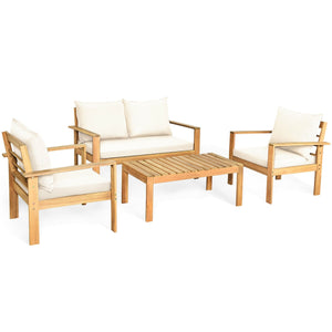 Made of solid acacia wood with FSC certification  superior durable<br>Thick and cozy cushion provides ultimate comfortable<br>Detachable cushions and waterproof for outdoor use<br>Freely DIY the furnish  for an optimal new look<br>Spend time with your fam
