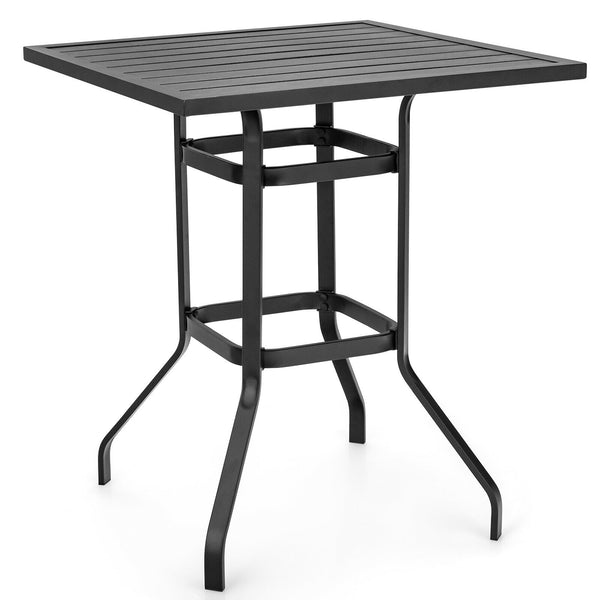 4 bar chairs and 1 bar table satisfy your multiple outdoor demands <br>Suitable for poolside  backyard  garden  etc. <br>Heavy-duty steel frame ensures high stability <br>Strong weight capacity: each chair 330 lbs and table 180 lbs <br>32" x 32" spacious 