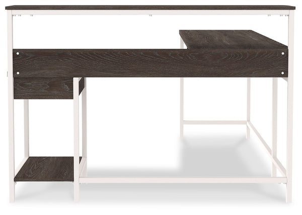 Dorrinson - White / Black / Gray - L-Desk with Storage