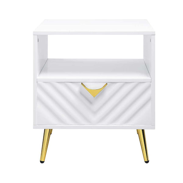 Gaines - End Table - White High Gloss Finish