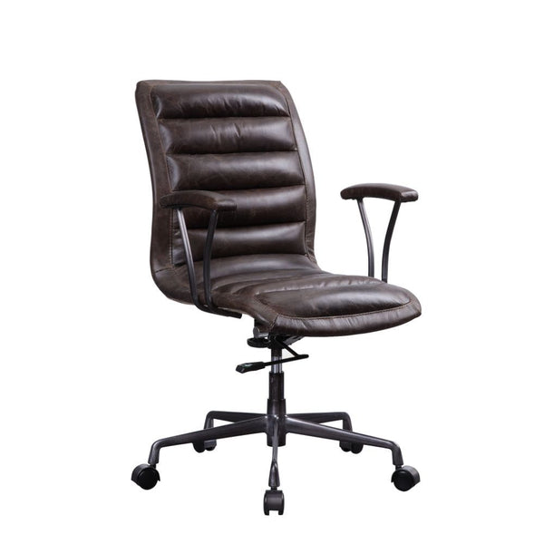 Stylize your office with the functional and beautiful Zooey executive chair. Padded with high-quality top grain leather, this chair is designed to maximize the comfort and coziness. With the swivel and adjustable height, the functionality will sure to mak