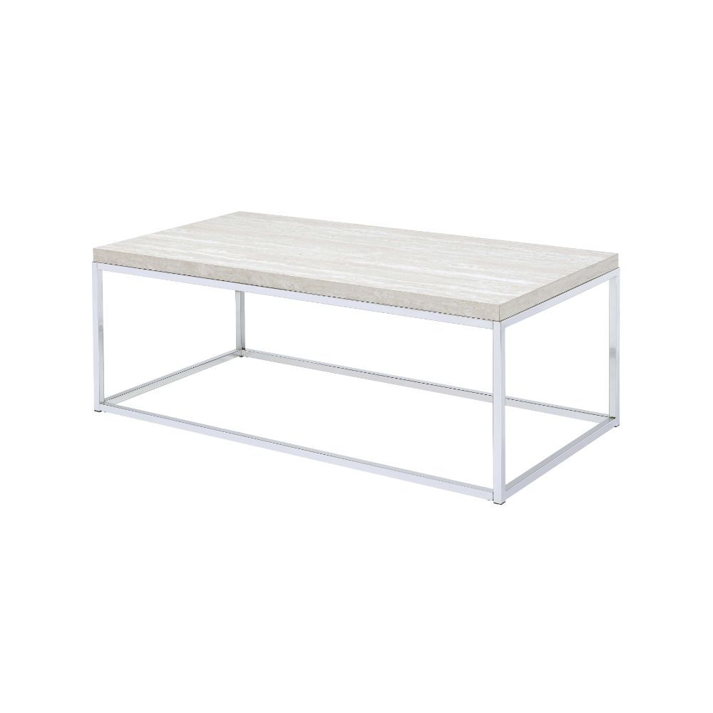 KD, Rectangular Sled Coffee Table â€¢ NO Storage (Open Base) â€¢â€¢ CONSTRUCTION â€¢â€¢ Wood Top: PB (Fixed Top/No Apron) â€¢ Metal Sled Base: Chrome Finish, Metal Tube w/Plating (20/20mm)<br/><br/><b>Product Features</b><ul><li>Occasional Table</li><li>S