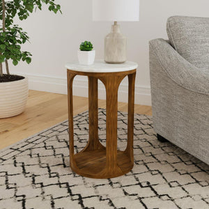  blending timeless materials with modern design. Featuring a stunning round genuine marble top