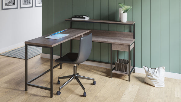Modern Farmhouse design with an Urban attitude. Made with a paper laminate featuring a two tone replicated gray wood top and antique white base with engineered wood substrate. Each piece is thoughtfully designed to offer style and function to any home off